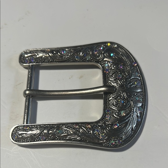 Silver Decorative Ladies Belt Buckle with Rhinestones. WA438 - Picture 1 of 6